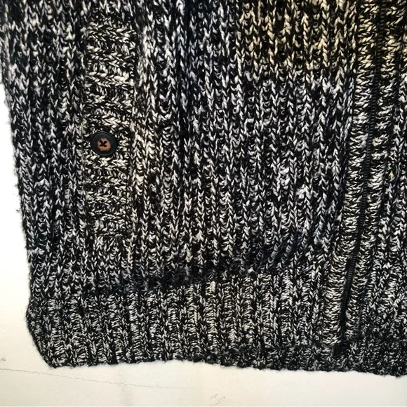 SurfsideSupply Co. Chunky Cable knit Blk/Wht zipperedCardigan XL Unisex